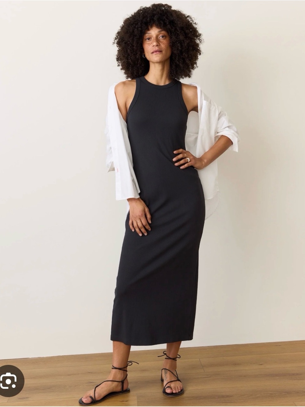Marine Layer Black Ribbed Maxi Tank Dress